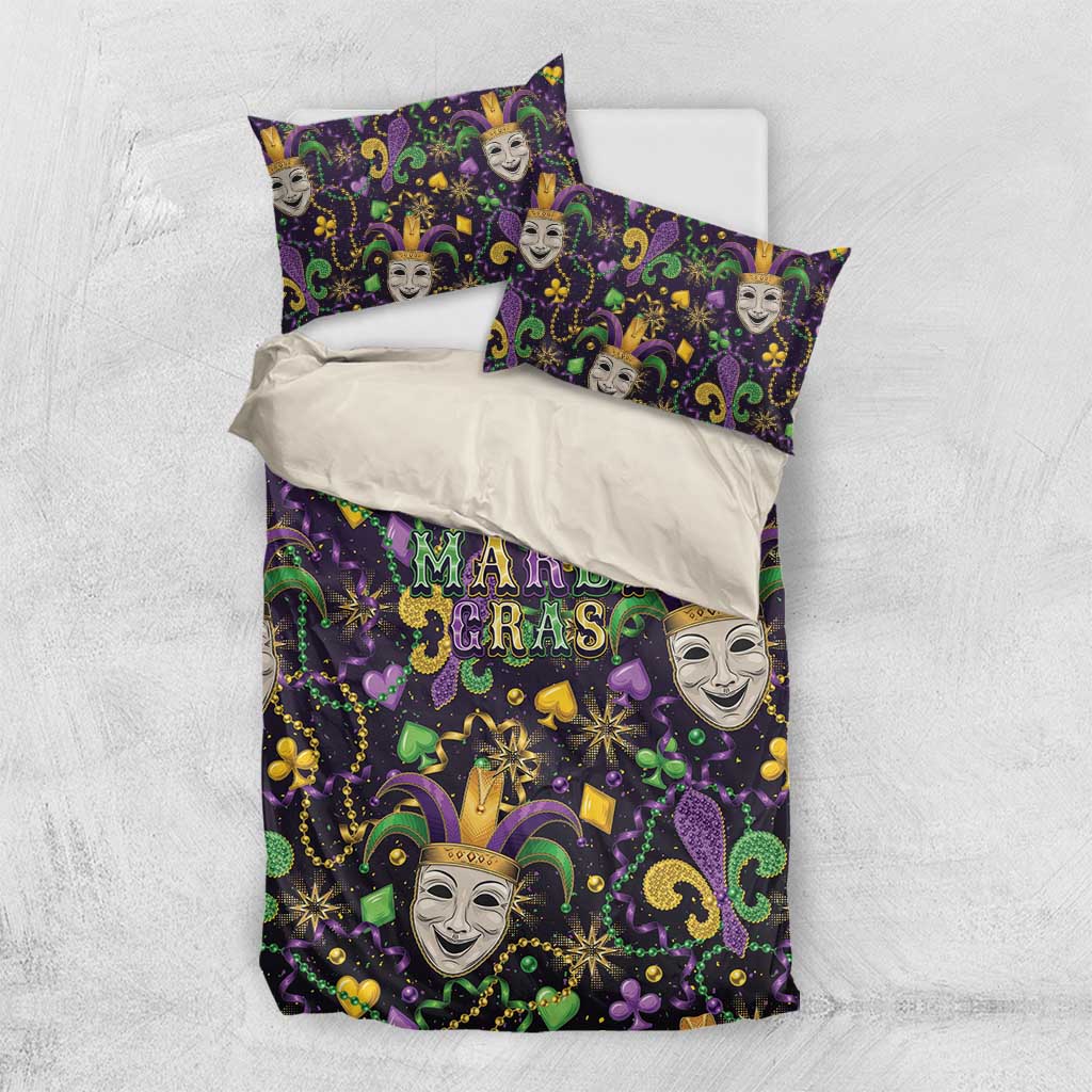 Mardi Gras Carnival Night Bedding Set Jester Mask Fantasy