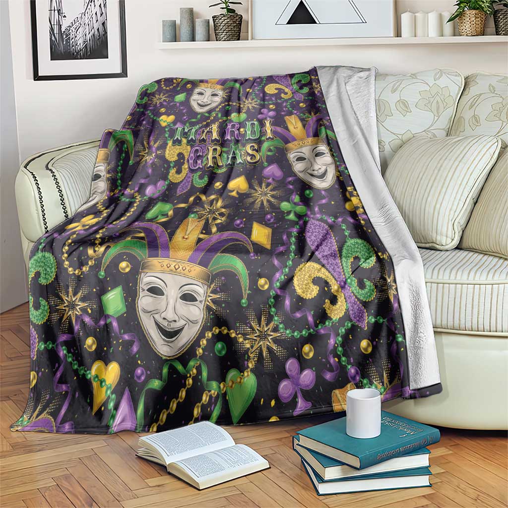 Mardi Gras Carnival Night Blanket Jester Mask Fantasy