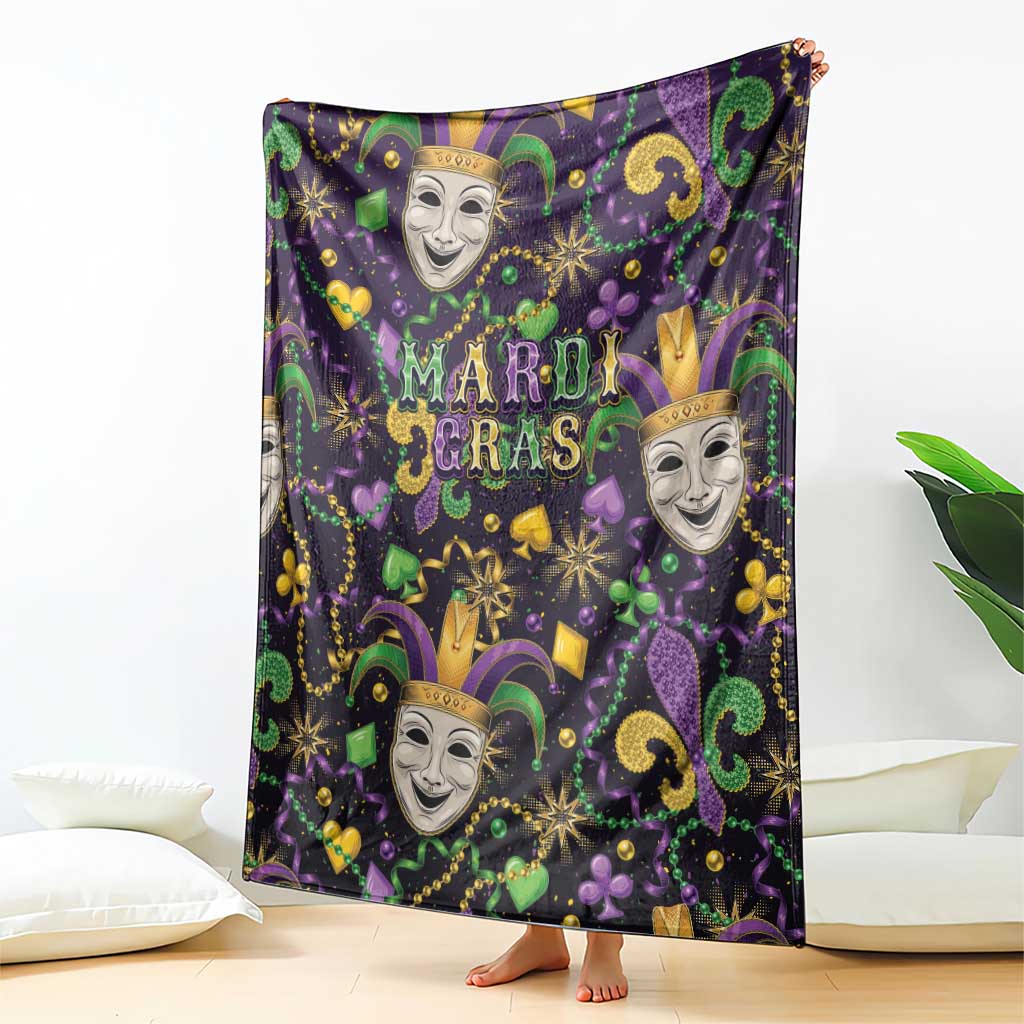 Mardi Gras Carnival Night Blanket Jester Mask Fantasy