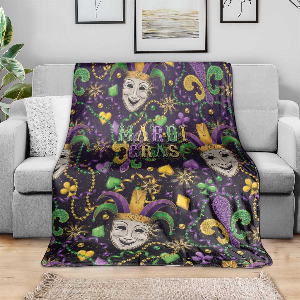 Mardi Gras Carnival Night Blanket Jester Mask Fantasy