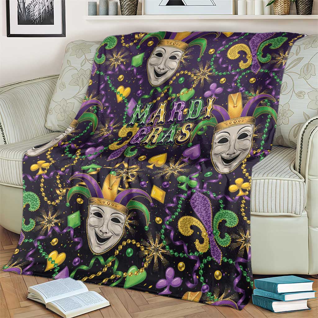 Mardi Gras Carnival Night Blanket Jester Mask Fantasy