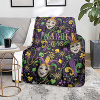 Mardi Gras Carnival Night Blanket Jester Mask Fantasy