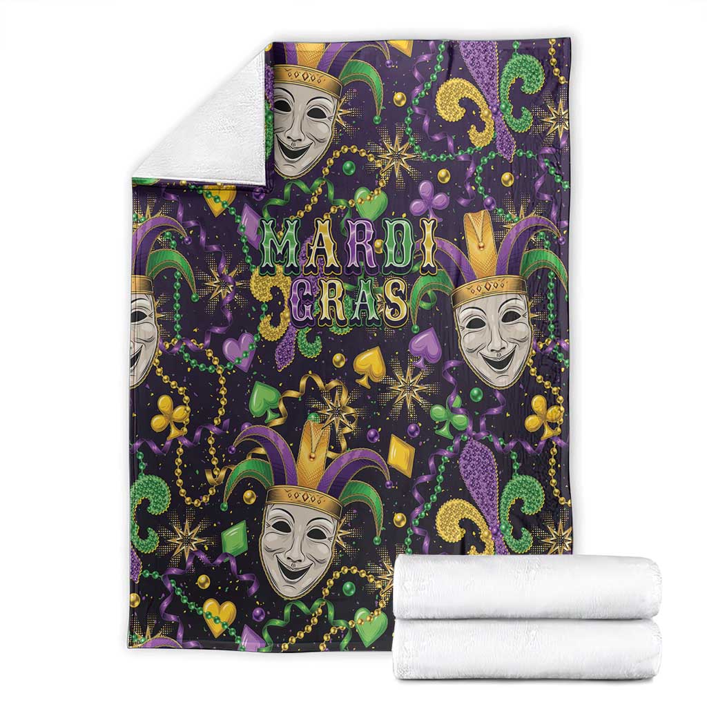 Mardi Gras Carnival Night Blanket Jester Mask Fantasy