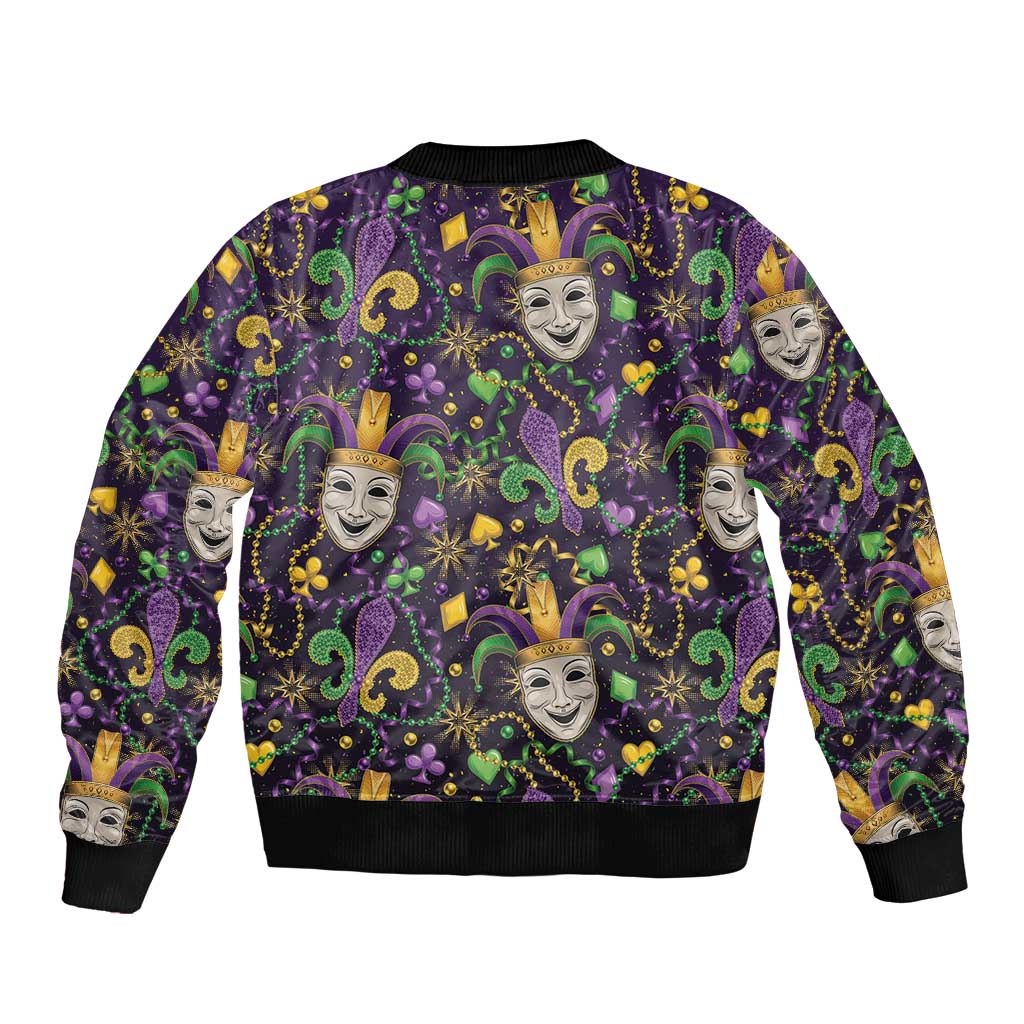 Mardi Gras Carnival Night Bomber Jacket Jester Mask Fantasy