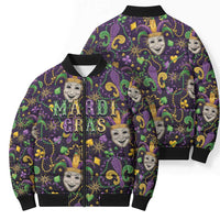 Mardi Gras Carnival Night Bomber Puffer Jacket Jester Mask Fantasy
