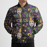 Mardi Gras Carnival Night Bomber Puffer Jacket Jester Mask Fantasy