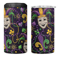 Mardi Gras Carnival Night 4 in 1 Can Cooler Tumbler Jester Mask Fantasy