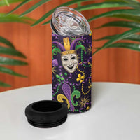 Mardi Gras Carnival Night 4 in 1 Can Cooler Tumbler Jester Mask Fantasy