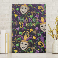 Mardi Gras Carnival Night Canvas Wall Art Jester Mask Fantasy