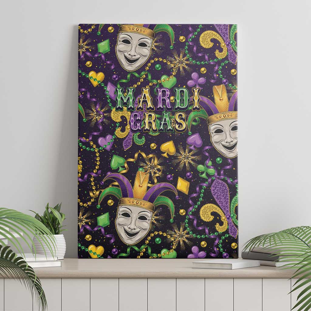 Mardi Gras Carnival Night Canvas Wall Art Jester Mask Fantasy