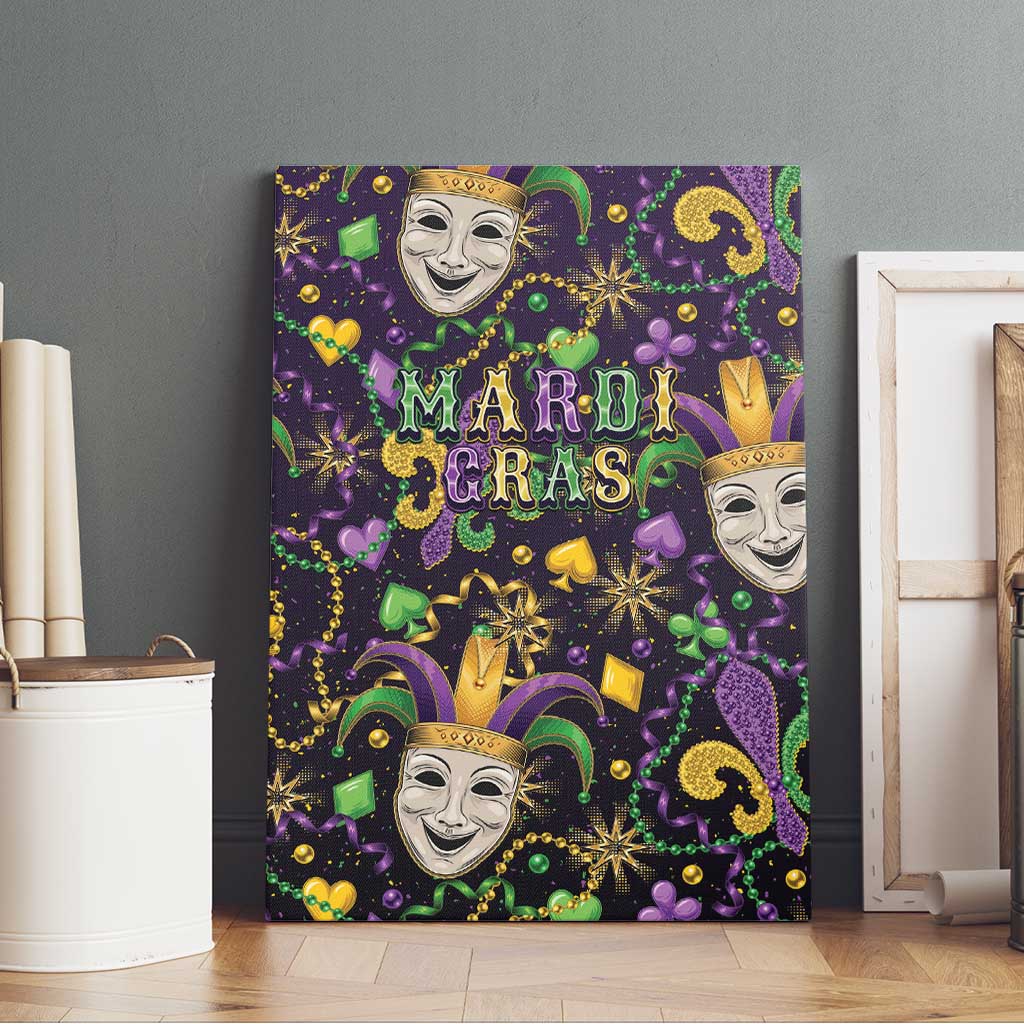 Mardi Gras Carnival Night Canvas Wall Art Jester Mask Fantasy