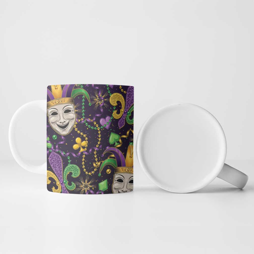 Mardi Gras Carnival Night Ceramic Mug Jester Mask Fantasy