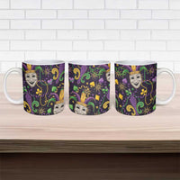 Mardi Gras Carnival Night Ceramic Mug Jester Mask Fantasy