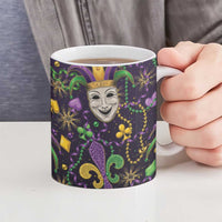Mardi Gras Carnival Night Ceramic Mug Jester Mask Fantasy