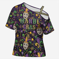Mardi Gras Carnival Night Cross Shoulder Shirt Jester Mask Fantasy