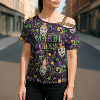 Mardi Gras Carnival Night Cross Shoulder Shirt Jester Mask Fantasy