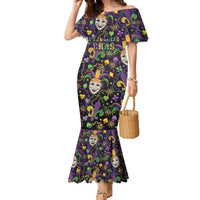Mardi Gras Carnival Night Family Matching Mermaid Dress and Hawaiian Shirt Jester Mask Fantasy