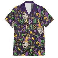 Mardi Gras Carnival Night Family Matching Off The Shoulder Long Sleeve Dress and Hawaiian Shirt Jester Mask Fantasy