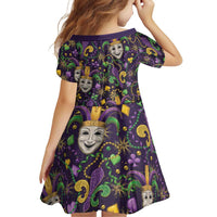 Mardi Gras Carnival Night Family Matching Off Shoulder Maxi Dress and Hawaiian Shirt Jester Mask Fantasy