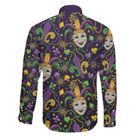 Mardi Gras Carnival Night Family Matching Off Shoulder Short Dress and Hawaiian Shirt Jester Mask Fantasy