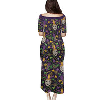Mardi Gras Carnival Night Family Matching Puletasi and Hawaiian Shirt Jester Mask Fantasy