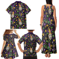 Mardi Gras Carnival Night Family Matching Tank Maxi Dress and Hawaiian Shirt Jester Mask Fantasy