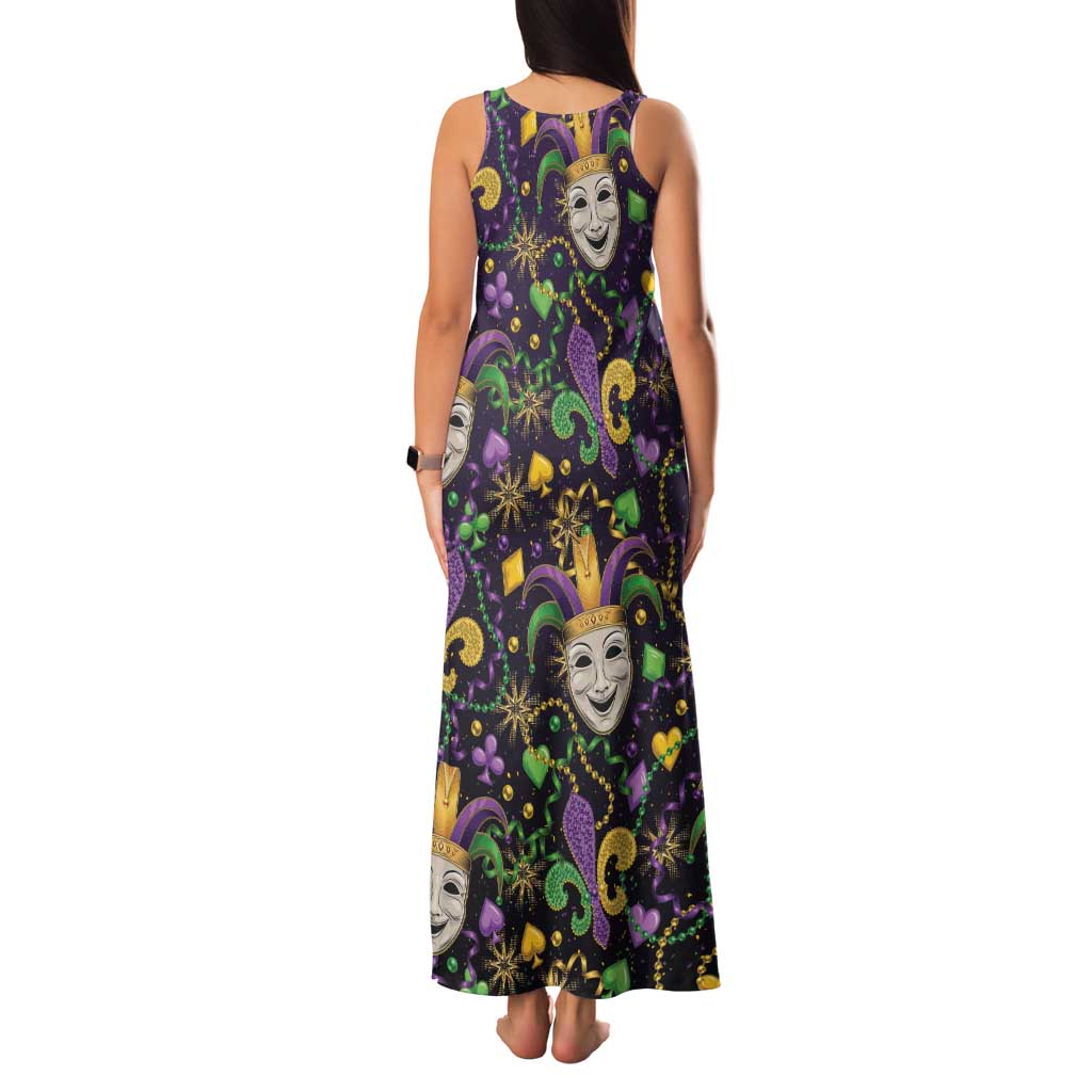 Mardi Gras Carnival Night Family Matching Tank Maxi Dress and Hawaiian Shirt Jester Mask Fantasy