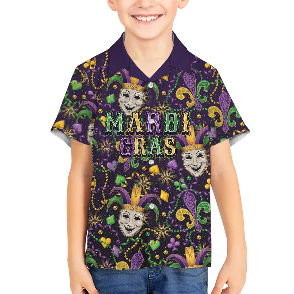 Mardi Gras Carnival Night Family Matching Tank Maxi Dress and Hawaiian Shirt Jester Mask Fantasy