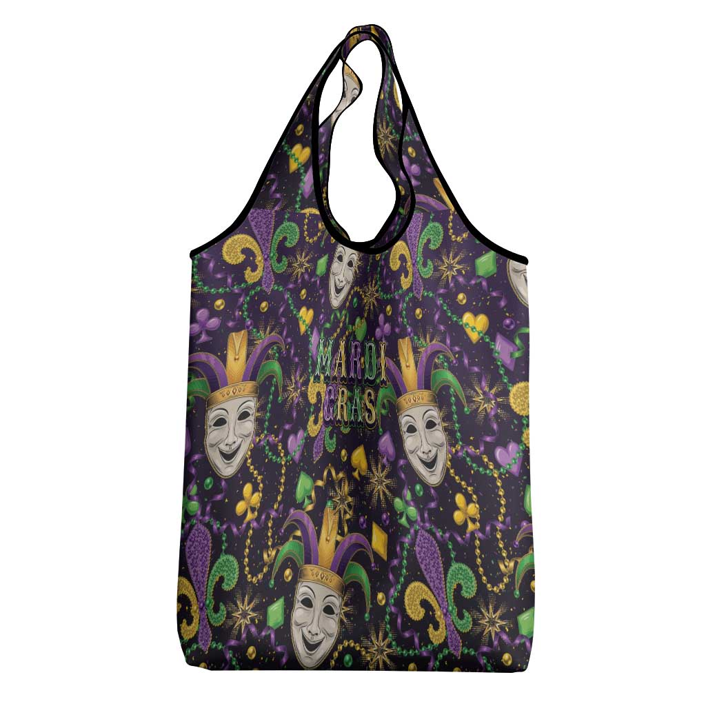 Mardi Gras Carnival Night Grocery Bag Jester Mask Fantasy