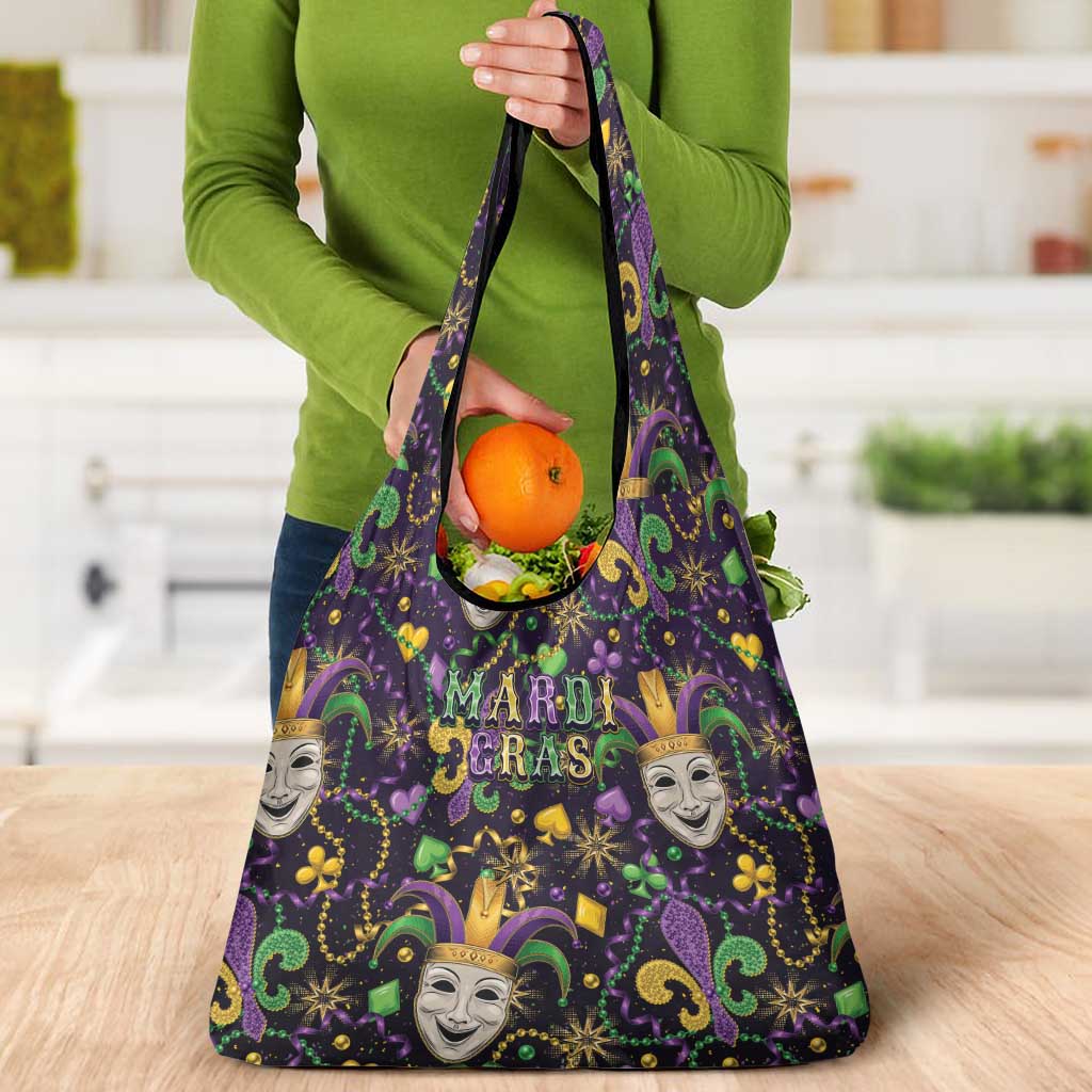 Mardi Gras Carnival Night Grocery Bag Jester Mask Fantasy