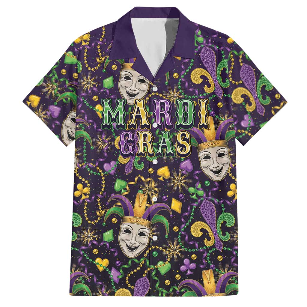 Mardi Gras Carnival Night Hawaiian Shirt Jester Mask Fantasy