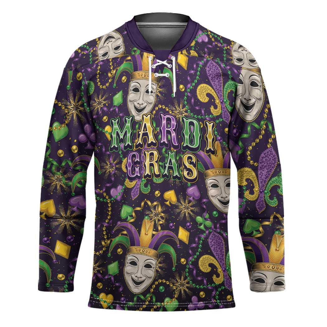 Mardi Gras Carnival Night Hockey Jersey Jester Mask Fantasy