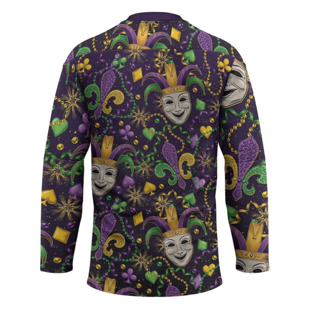 Mardi Gras Carnival Night Hockey Jersey Jester Mask Fantasy
