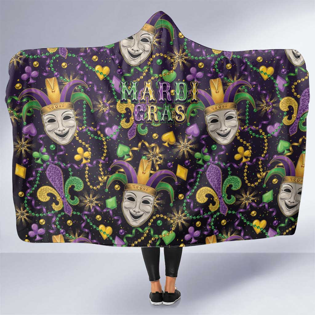 Mardi Gras Carnival Night Hooded Blanket Jester Mask Fantasy