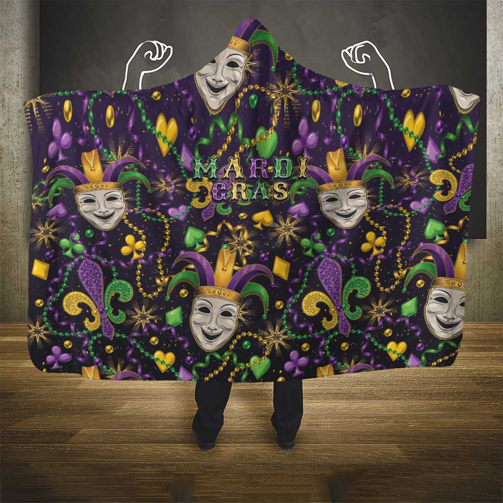 Mardi Gras Carnival Night Hooded Blanket Jester Mask Fantasy