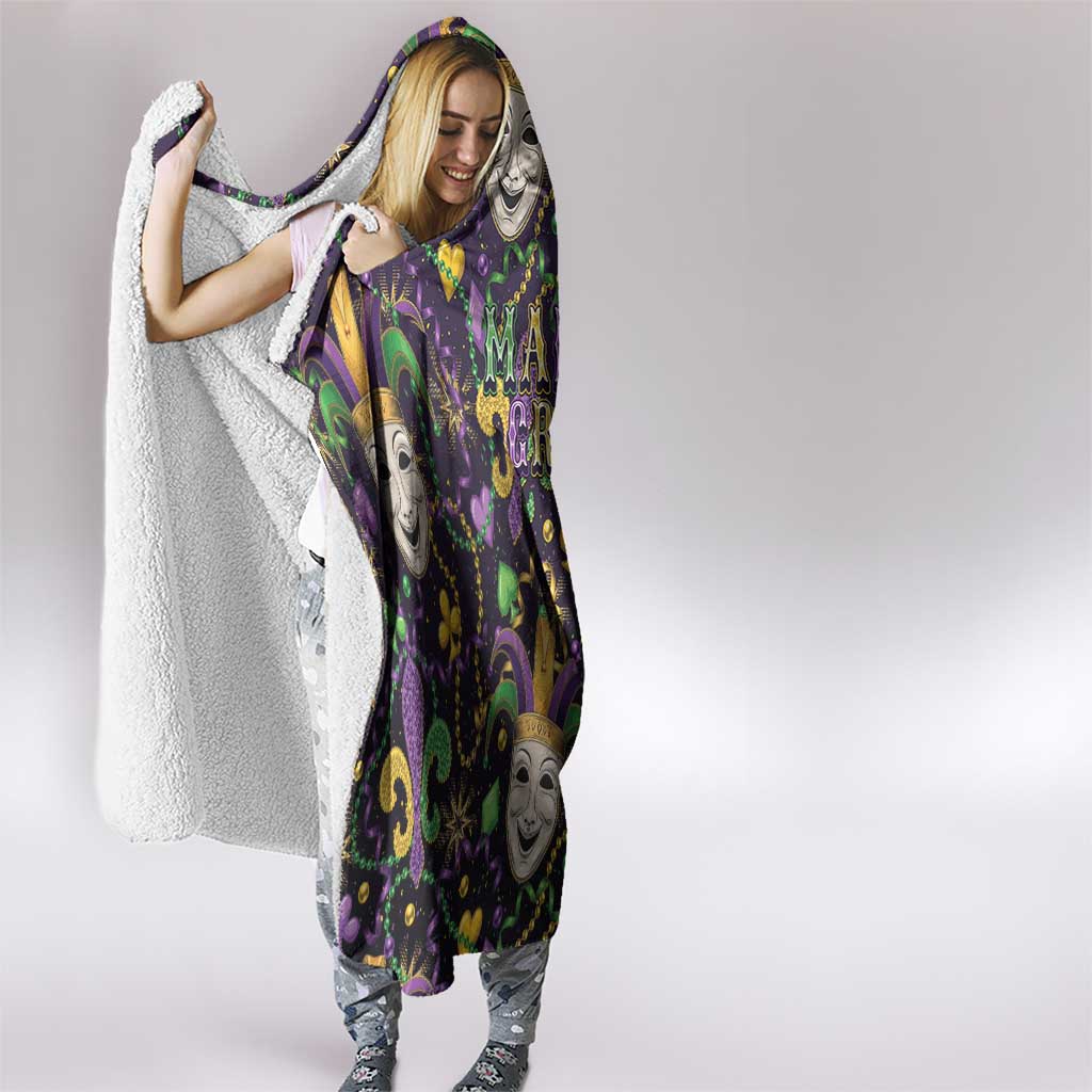 Mardi Gras Carnival Night Hooded Blanket Jester Mask Fantasy