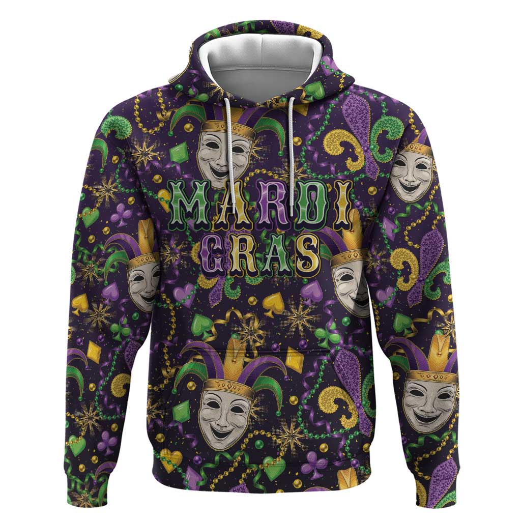 Mardi Gras Carnival Night Hoodie Jester Mask Fantasy