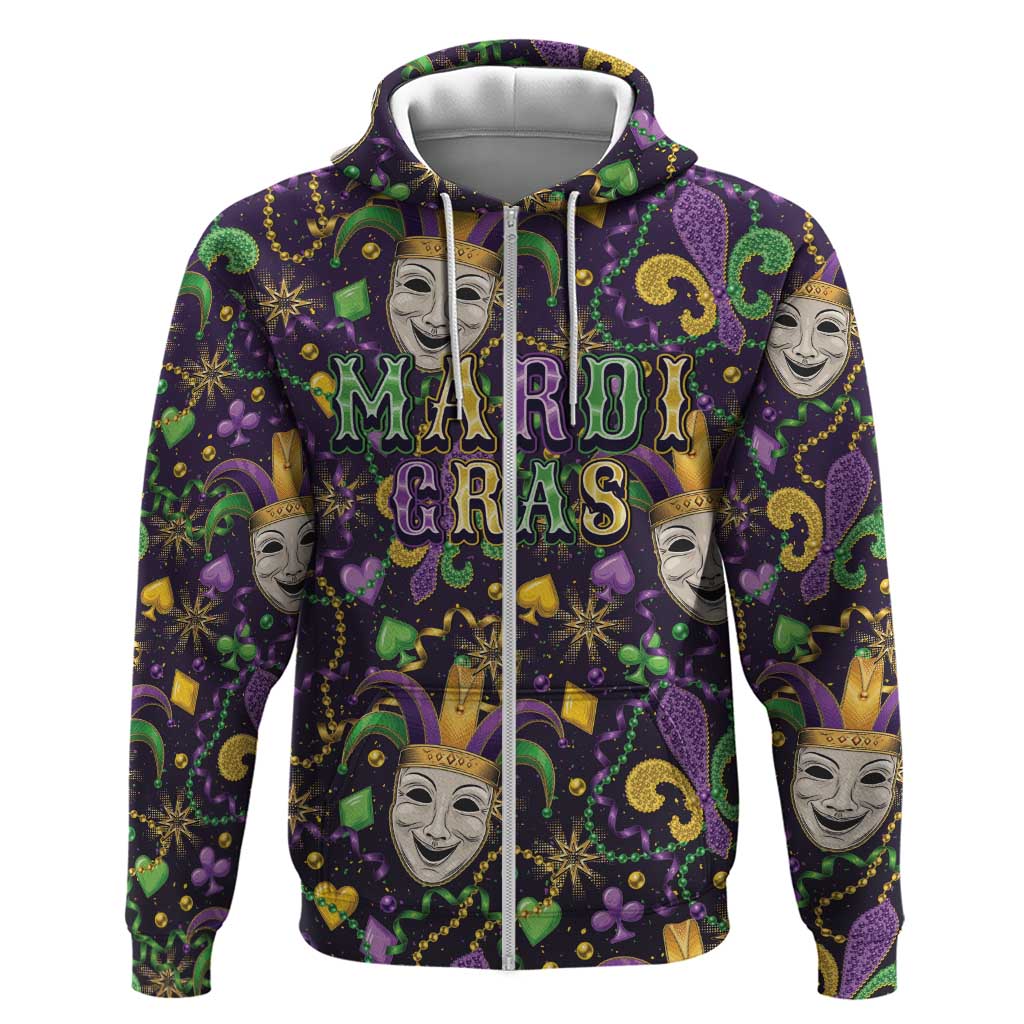 Mardi Gras Carnival Night Hoodie Jester Mask Fantasy