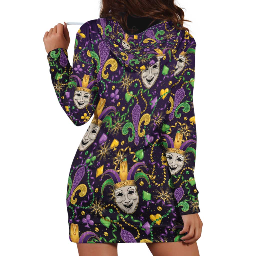 Mardi Gras Carnival Night Hoodie Dress Jester Mask Fantasy
