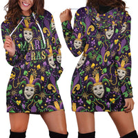 Mardi Gras Carnival Night Hoodie Dress Jester Mask Fantasy
