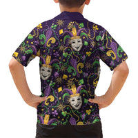 Mardi Gras Carnival Night Kid Hawaiian Shirt Jester Mask Fantasy