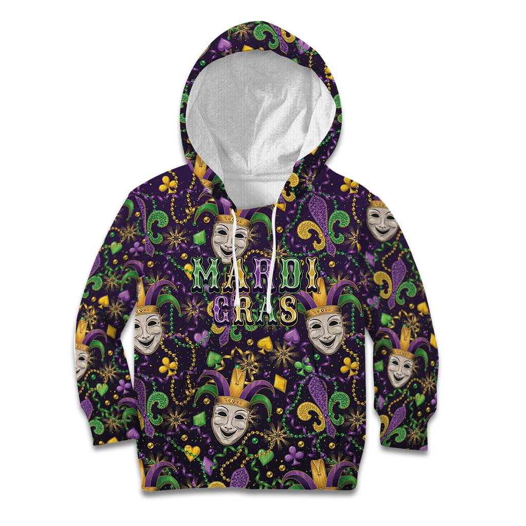 Mardi Gras Carnival Night Kid Hoodie Jester Mask Fantasy