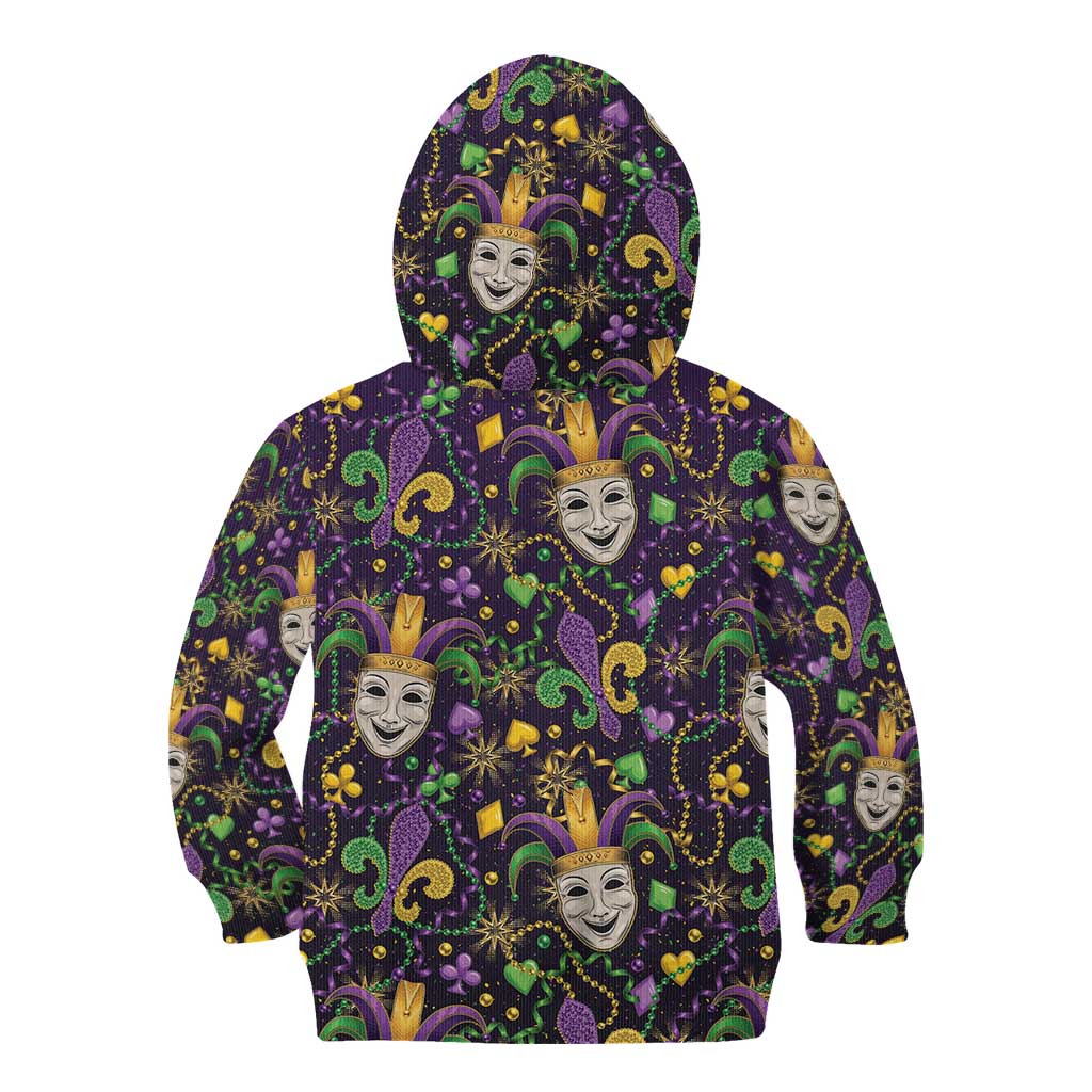 Mardi Gras Carnival Night Kid Hoodie Jester Mask Fantasy