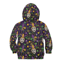 Mardi Gras Carnival Night Kid Hoodie Jester Mask Fantasy
