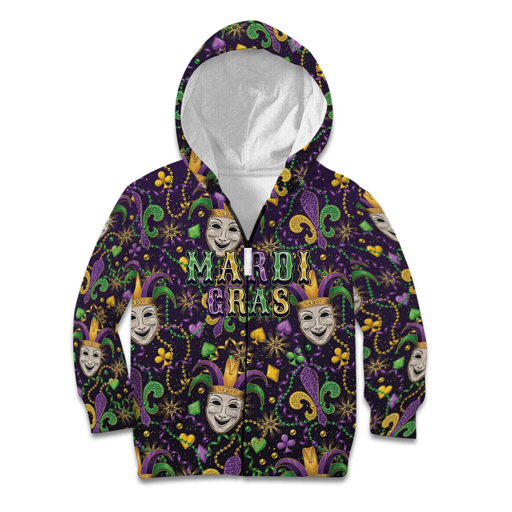 Mardi Gras Carnival Night Kid Hoodie Jester Mask Fantasy