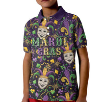 Mardi Gras Carnival Night Kid Polo Shirt Jester Mask Fantasy