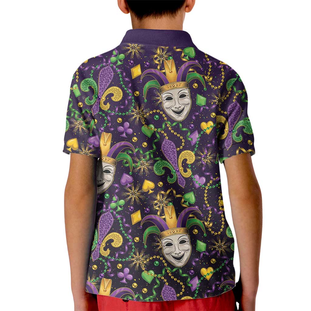 Mardi Gras Carnival Night Kid Polo Shirt Jester Mask Fantasy