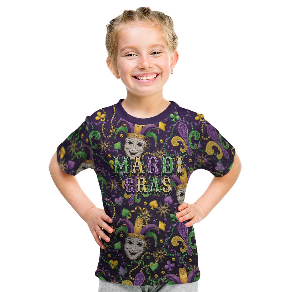 Mardi Gras Carnival Night Kid T Shirt Jester Mask Fantasy