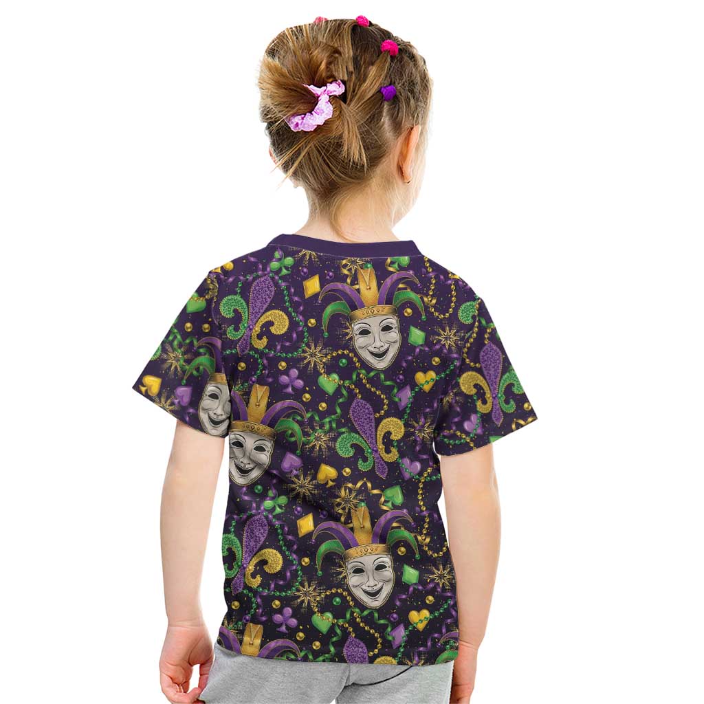 Mardi Gras Carnival Night Kid T Shirt Jester Mask Fantasy