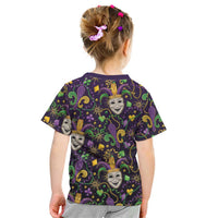 Mardi Gras Carnival Night Kid T Shirt Jester Mask Fantasy